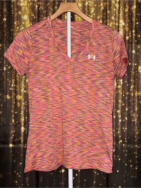 Under Armour Women's Multicolor Space-Dye V-Neck Tee - Pink & Orange